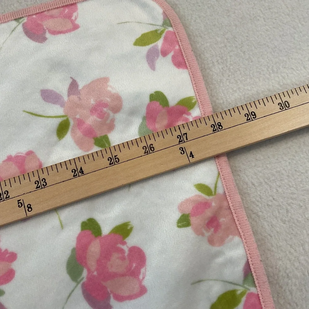 Bundles Baby Place Blanket Pink Floral Rose Sherpa White 30x38